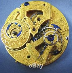 Antique 20S 21 Lignes Ornate Gilt Pocket Watch Movement 1870 Mystery AS IS