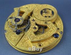 Antique 20S 21 Lignes Ornate Gilt Pocket Watch Movement 1870 Mystery AS IS