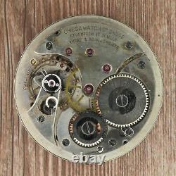 Antique 39.1 Omega 17J Wind Pocket Watch Movement Swiss + Micro Regulator Runs