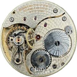 Antique 39.7mm Regina Omega 17 Jewel Mechanical Pocket Watch Movement Running