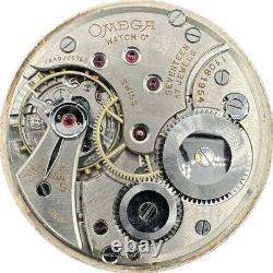 Antique 40mm Omega 17 Jewel Mechanical Pocket Watch Movement 37.5T 17P Swiss