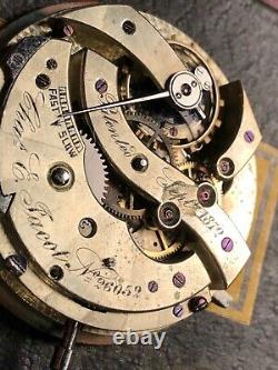 Antique 41.5mm Chas. E. Jacot 1872 High Grade Pocket Watch Movement Good Balance