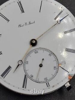 Antique 41mm Chas. E. Jacot 1872 High Grade Pocket Watch Movement For repairs