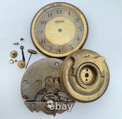 Antique 42mm Hebdomas Exposed Balance 8 Day Pocket Watch Movement for Parts