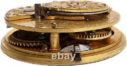 Antique 43mm Early Rufsel Belfast Key Wind Verge Fusee Pocket Watch Movement