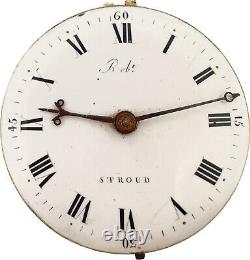 Antique 46mm Rob Stroud London Key Wind Verge Fusee Pocket Watch Movement