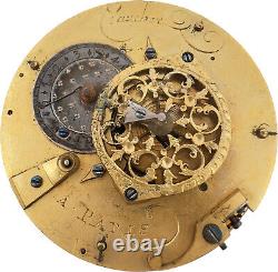 Antique 49mm Vaucher Paris Date Pointer Key Wind Fusee Pocket Watch Movement