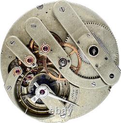 Antique 50mm Farve Andrie Key Wind Pocket Watch Movement Rare w Gold Settings