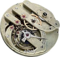 Antique 50mm Farve Andrie Key Wind Pocket Watch Movement Rare w Gold Settings