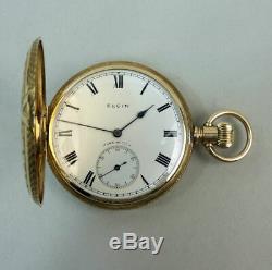 Antique 9 Ct Gold Ornate Full Hunter Elgin Movement Pocket Watch In G. W. O. C1900