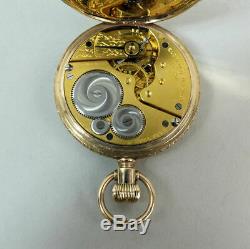 Antique 9 Ct Gold Ornate Full Hunter Elgin Movement Pocket Watch In G. W. O. C1900