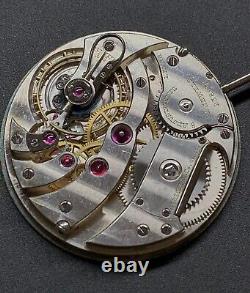 Antique Agassiz High Grade Pocket Watch Movement 8 Adjustments Enamel Dial