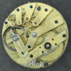 Antique Auguste Saltzman Key Wind Pocket Watch Movement w Blued Balance Rare