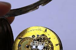 Antique Bouvier, Geneve Fusee Movement Pocket Watch Enamel Face