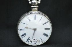 Antique C Bullingford Solid Silver Pair Case Pocket Watch Fusee Movement
