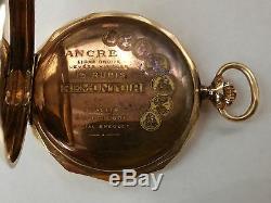 Antique Ca. 1910 Euro 14K Gold Ancre Movement Hunters Case Gent's Pocket Watch