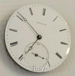 Antique Charles E. Jacot High Grade39mm Pocket Watch Movement & Dial AS IS