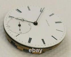 Antique Charles E. Jacot High Grade39mm Pocket Watch Movement & Dial AS IS