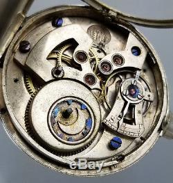 Antique Chinese Duplex Silver Pocket Watch Keywind Silver Movement
