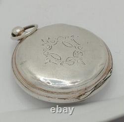 Antique Completely Hand Engraved Parts Movement 800 Silver Pocket Watch 46mm