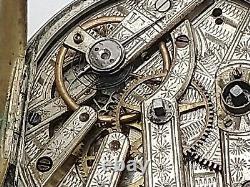 Antique Completely Hand Engraved Parts Movement 800 Silver Pocket Watch 46mm