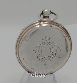 Antique Completely Hand Engraved Parts Movement 800 Silver Pocket Watch 46mm