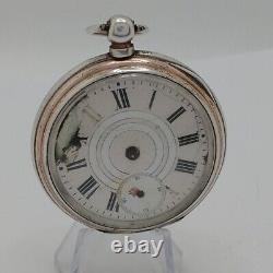 Antique Completely Hand Engraved Parts Movement 800 Silver Pocket Watch 46mm