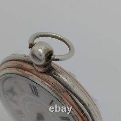 Antique Completely Hand Engraved Parts Movement 800 Silver Pocket Watch 46mm