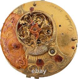 Antique Denton London Front Key Wind Fusee Pocket Watch Movement for Parts