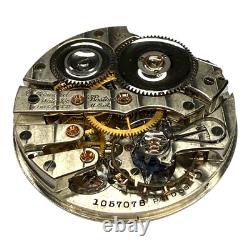 Antique E. Howard Watch Co. 19J Pocket Watch Movement 12s, 1057078, Adjusted