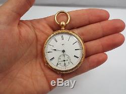Antique Elgin 14K Gold Filled Open Face Wind Pocket Watch, Dexter St. Movement