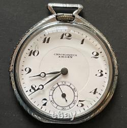 Antique Emden Chronometer Pocket Watch Movement 12s 44.2mm Running Swiss