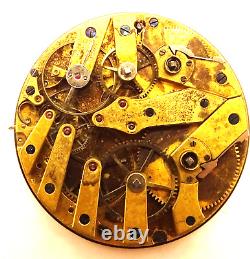 Antique English Captain's Watch Pocket Watch Movement 45mm Runs Key Wind & Set