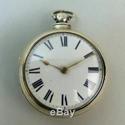 Antique English Silver Pair Case Fusee Movement Pocket Watch London 1869 G. W. O