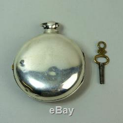 Antique English Silver Pair Case Fusee Movement Pocket Watch London 1869 G. W. O