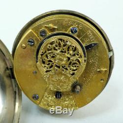 Antique English Silver Pair Case Fusee Movement Pocket Watch London 1869 G. W. O