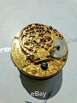 Antique English Verge Silver Pocket Watch Movement 1760circa
