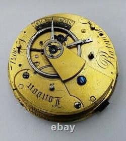 Antique Fusee Pocket Watch Movement Barwise LONDON 45mm Rare As Is