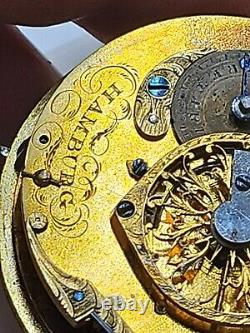 Antique Fusee Rahn GORGEOUS Hamburg N444 Pocket Watch Movement w Dial