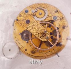 Antique George Howe New York Key Wind Fusee Pocket Watch Movement for Parts