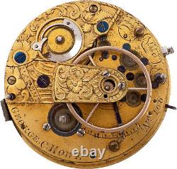 Antique George Howe New York Key Wind Fusee Pocket Watch Movement for Parts