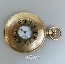 Antique Gold Plated Elgin 15 Jewel Movement Half Hunter Pocket Watch C. 1920 Gwo