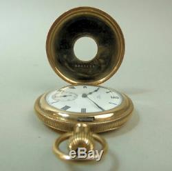 Antique Gold Plated Elgin 15 Jewel Movement Half Hunter Pocket Watch C. 1920 Gwo