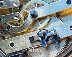 Antique H. F. Benoit Geneva Key Wind Pocket Watch Movement with Box & Key