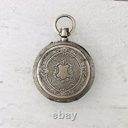 Antique Half Hunter Case Jacot Pocket Watch Unusual Movement 4 Repair 800 Silver