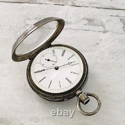 Antique Half Hunter Case Jacot Pocket Watch Unusual Movement 4 Repair 800 Silver