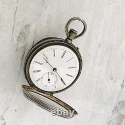 Antique Half Hunter Case Jacot Pocket Watch Unusual Movement 4 Repair 800 Silver