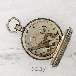 Antique Half Hunter Case Jacot Pocket Watch Unusual Movement 4 Repair 800 Silver