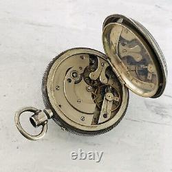 Antique Half Hunter Case Jacot Pocket Watch Unusual Movement 4 Repair 800 Silver