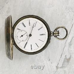 Antique Half Hunter Case Jacot Pocket Watch Unusual Movement 4 Repair 800 Silver